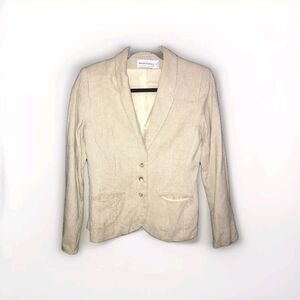 Diane Von‎ Furstenberg Blazer Size 4 100% Silk Beige Tan Vintage Women's *flaws